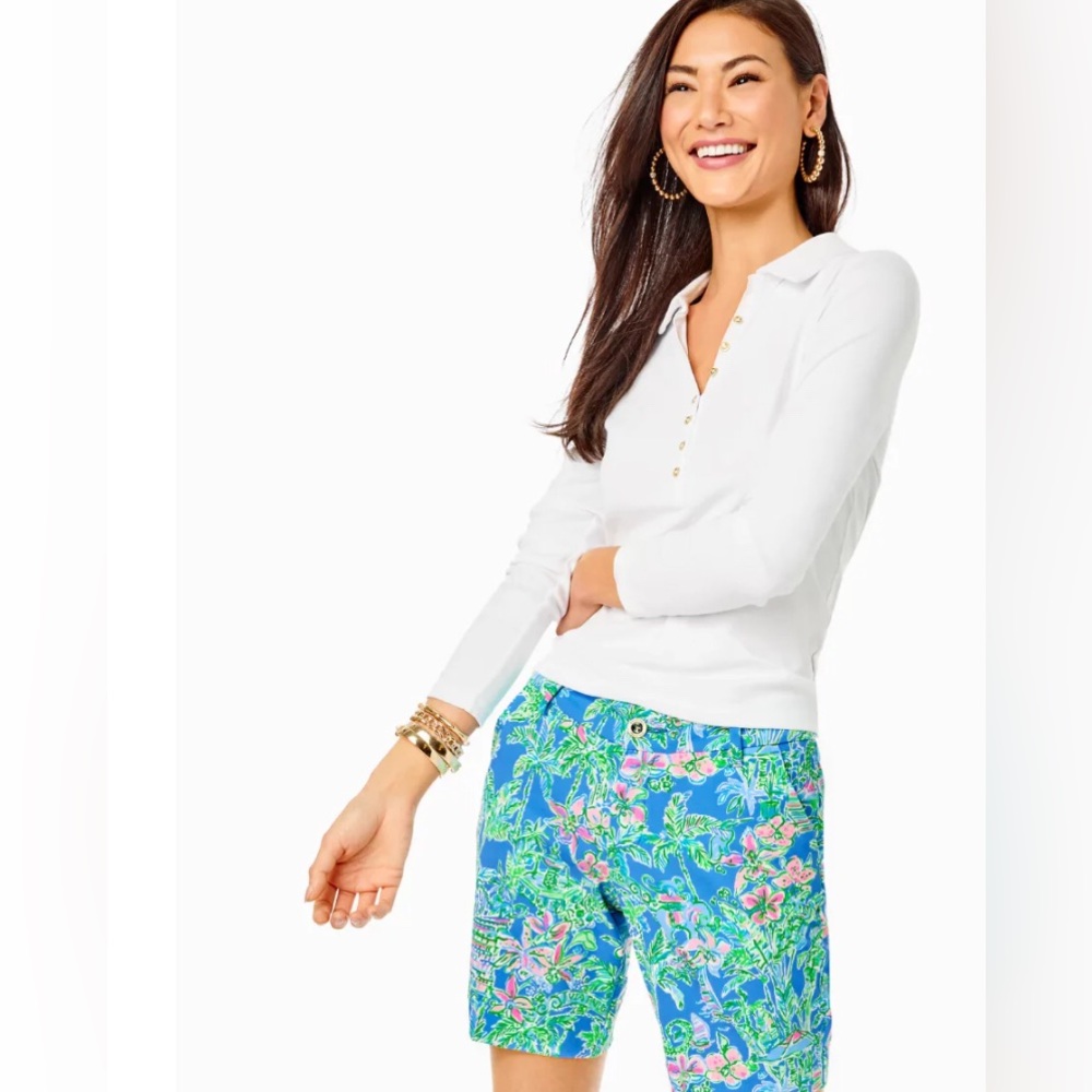 Lilly Pulitzer 9” Natia Mid Rise Knit Short “Boca Blue” NWT